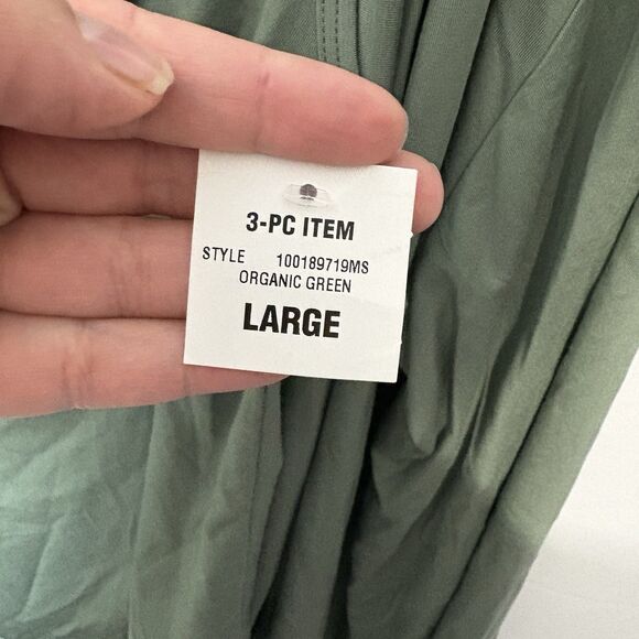 NWOT State of Day L 2-Piece. Fluid-Knit Pajama Set Wrap Robe Tank Organic Green - Picture 8 of 9